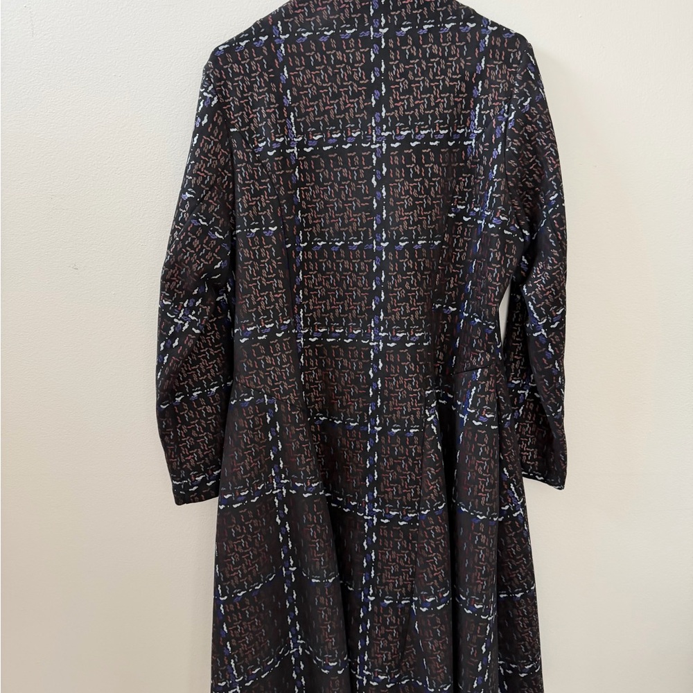 Plaid Patterned Long Coat, Sz M - Picture 10 of 13